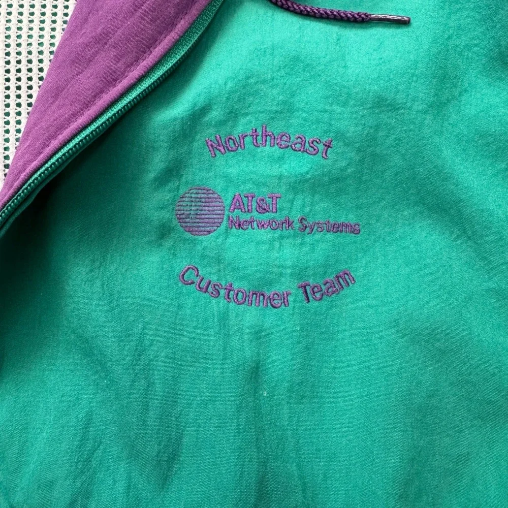 Vintage‎ 90s AT&T Network Systems Windbreaker Jacket Teal Purple XX-Large USA